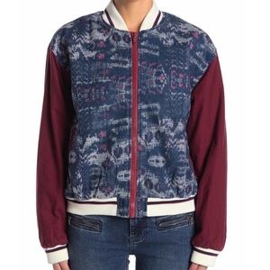 Free People Varsity of Dreams Bomber Jacket in Navy Electric, Size Small